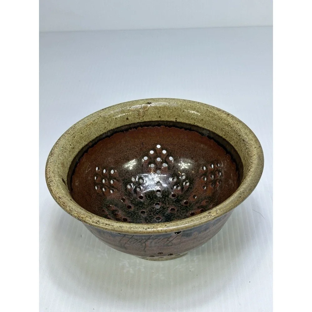 Hand Thrown Art Pottery Colander Strainer Fruit Berries Glossy Finish 4